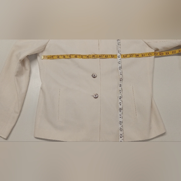 Silk Linen Cream Button Up Jacket - Picture 2 of 6